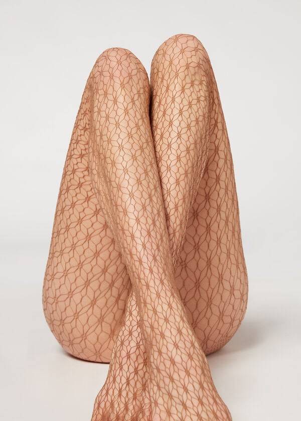 Pancuchy Calzedonia Geometric-Motif Fishnet Patterned Damske Béžové | SK1102DN