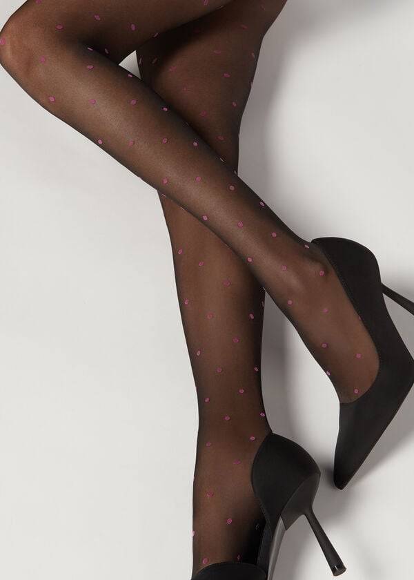 Pancuchy Calzedonia Sheer 30 Denier All-Over Polka-Dot Patterned Damske Čierne | SK1128DN