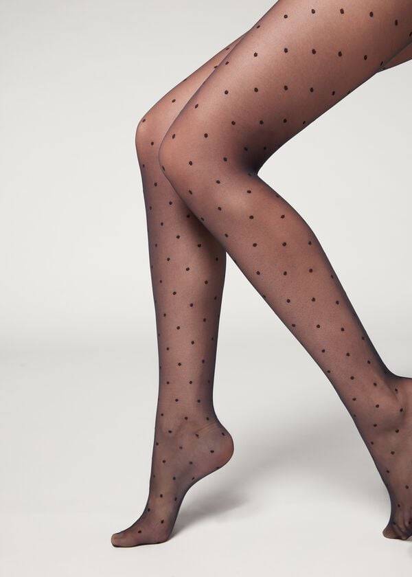 Pancuchy Calzedonia Sheer polka dot Damske Modre | SK1234GL