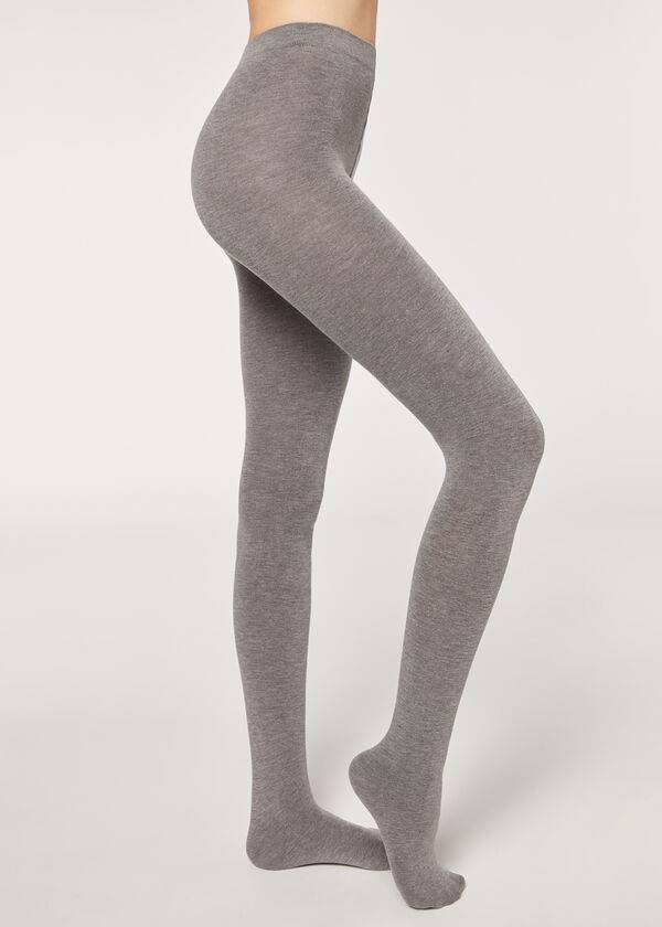 Pancuchy Calzedonia Soft Modal and Cashmere Blend Opaque Damske Siva | SK1062NB