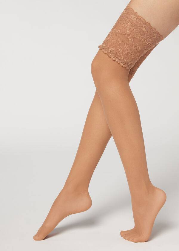 Pančuchy Calzedonia 20 Denier Opaque Thigh-Highs Damske Béžové | SK1237KI