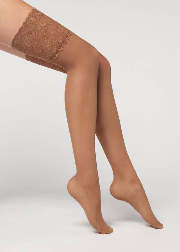 Pančuchy Calzedonia 20 Denier Opaque Thigh-Highs Damske Hnedožltý | SK1239ZG