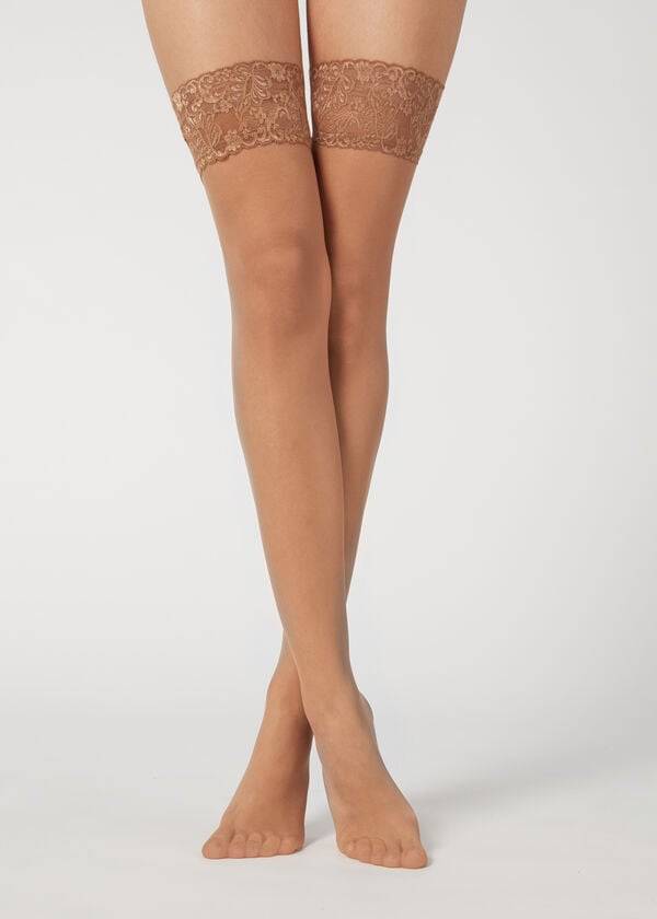 Pančuchy Calzedonia 20 Denier Sheer Thigh-Highs Damske Hnedožltý | SK1249RW