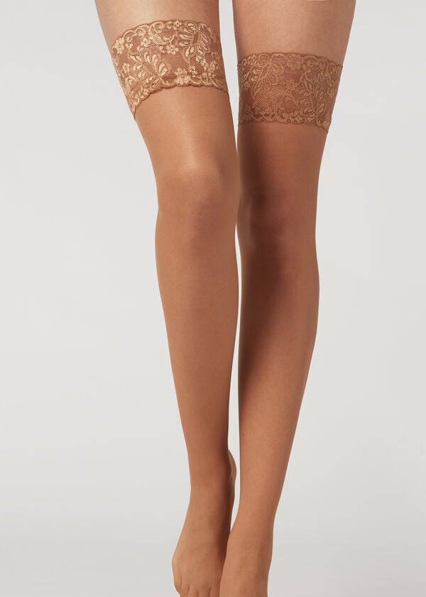 Pančuchy Calzedonia 20 Denier Sheer Thigh-Highs Damske Béžové Hnede | SK1250TV