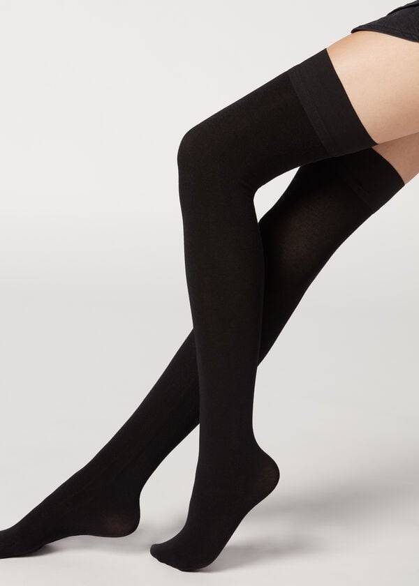 Pančuchy Calzedonia Cashmere Thigh-Highs Damske Čierne | SK1261HK