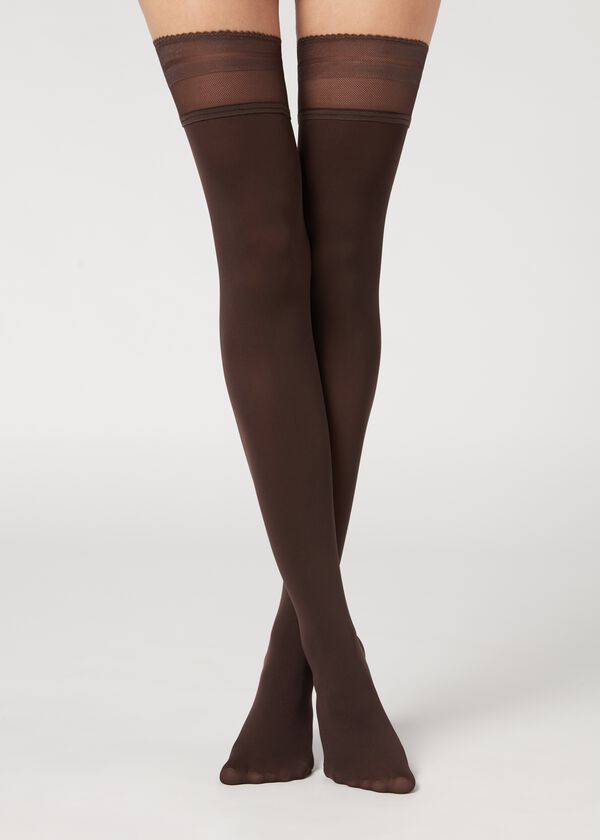 Pančuchy Calzedonia Opaque soft touch Thigh-Highs Damske Káva | SK1267CE