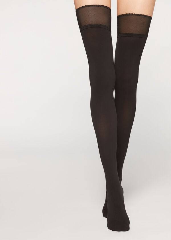 Pančuchy Calzedonia Opaque soft touch Thigh-Highs Damske Čierne | SK1268VD