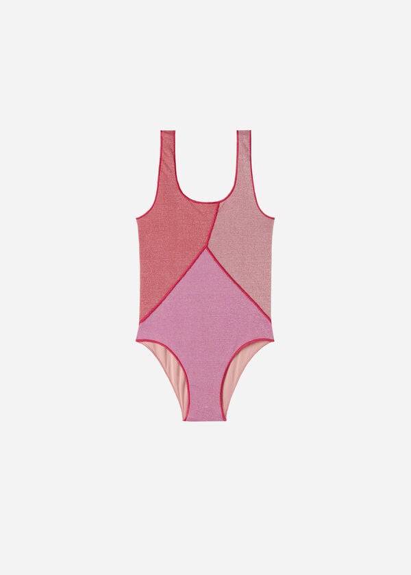 Plavky Calzedonia Lamé One Piece Lisbona Detske Ruzove | SK3041VD