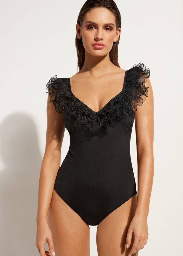 Plavky Calzedonia Lightly Polstrované One Piece Singapore Damske Čierne | SK2153BC