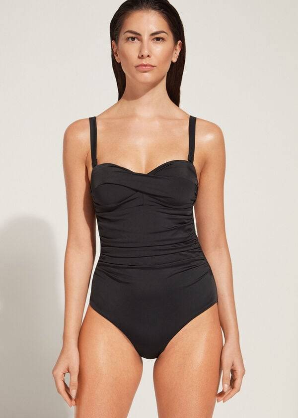 Plavky Calzedonia Polstrované One-Piece Roma Damske Čierne | SK2185RW