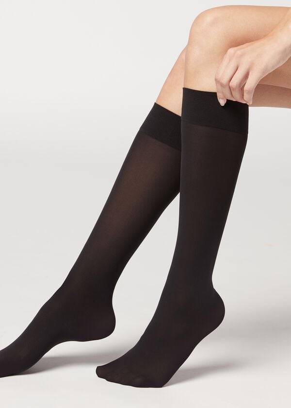 Ponozky Calzedonia 30 Denier Semi Opaque Microfiber Knee-Highs Long Damske Čierne | SK2235WY