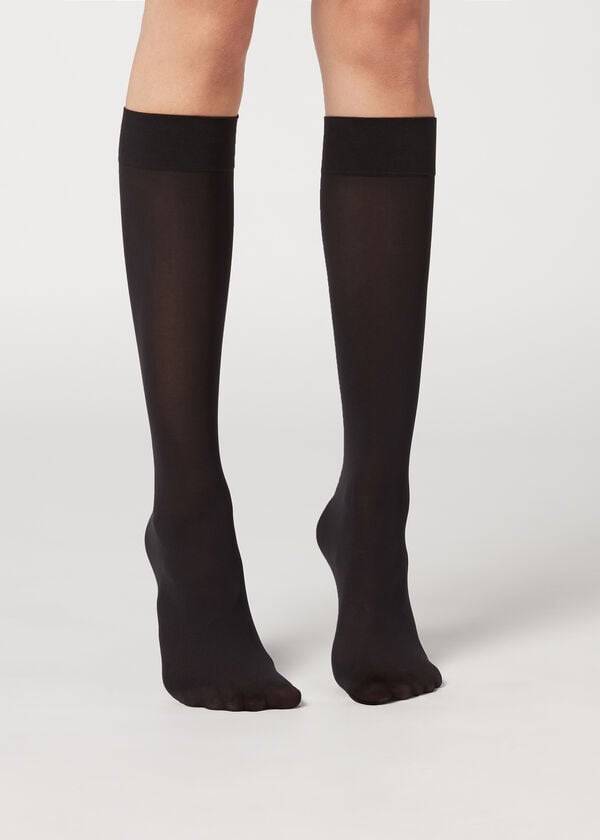 Ponozky Calzedonia 30 Denier Semi Opaque Microfiber Knee-Highs Long Damske Čierne | SK2235WY