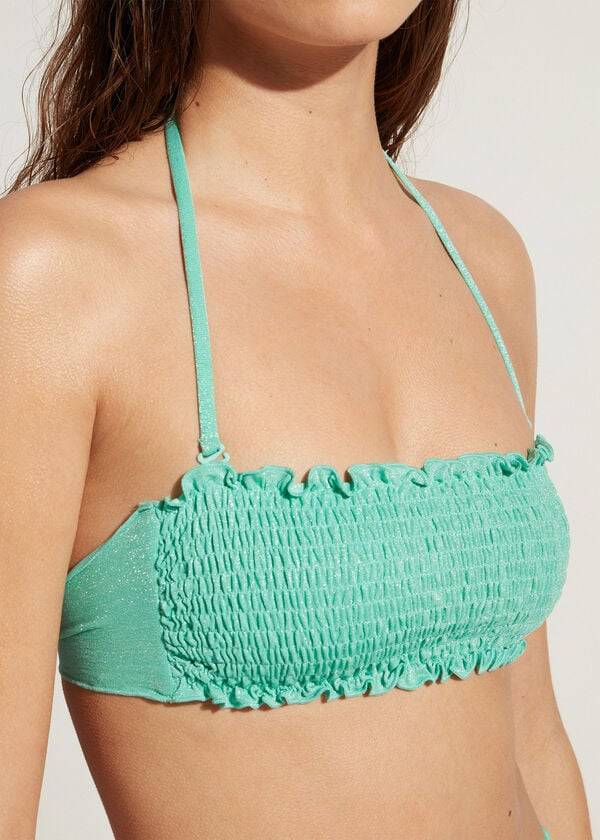 Topy Do Bikín Calzedonia Bandeau Formentera Damske Zelene | SK1689WY