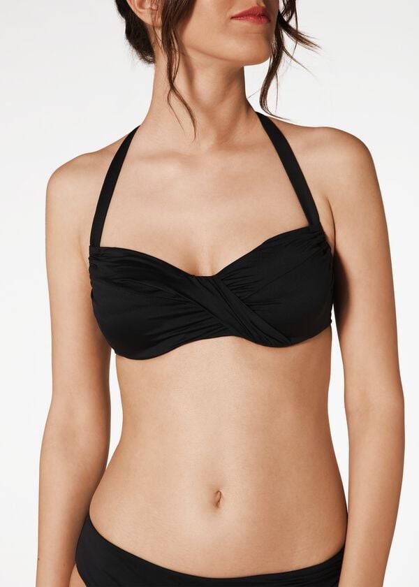 Topy Do Bikín Calzedonia Indonesia C-Cup Balconette Drawstring Damske Čierne | SK1771YU