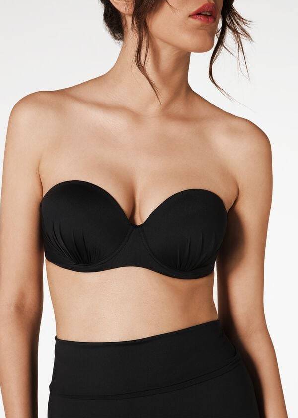 Topy Do Bikín Calzedonia Indonesia Push-Up Bandeau Damske Čierne | SK1775PQ