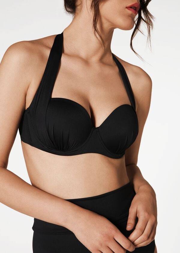 Topy Do Bikín Calzedonia Indonesia Push-Up Bandeau Damske Čierne | SK1775PQ