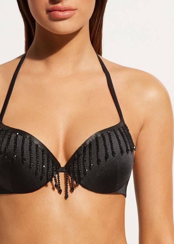 Topy Do Bikín Calzedonia Lightly Polstrované Push-up Taipei Damske Čierne | SK1777SO