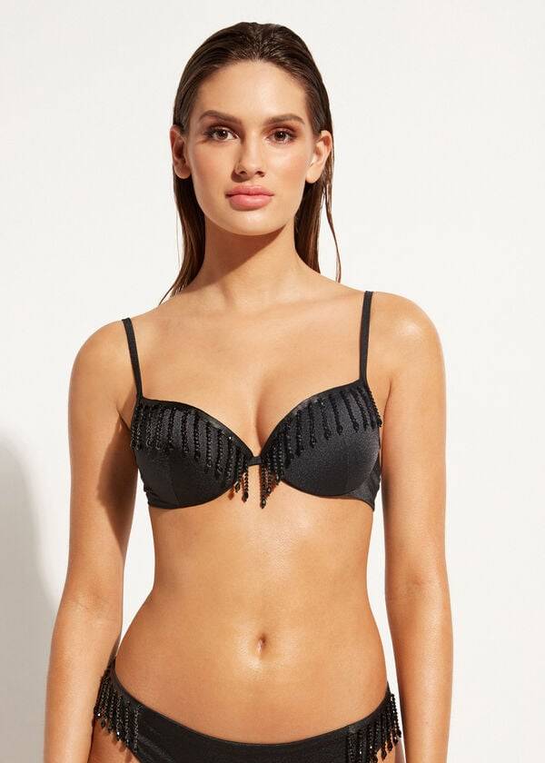 Topy Do Bikín Calzedonia Lightly Polstrované Push-up Taipei Damske Čierne | SK1777SO