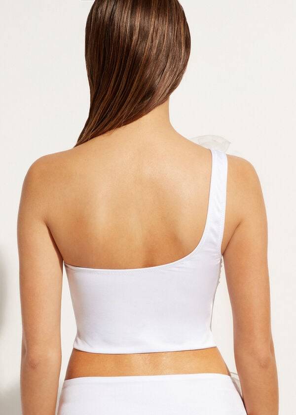 Topy Do Bikín Calzedonia One-Shoulder Bandeau Bora Bora Damske Biele | SK1782JJ