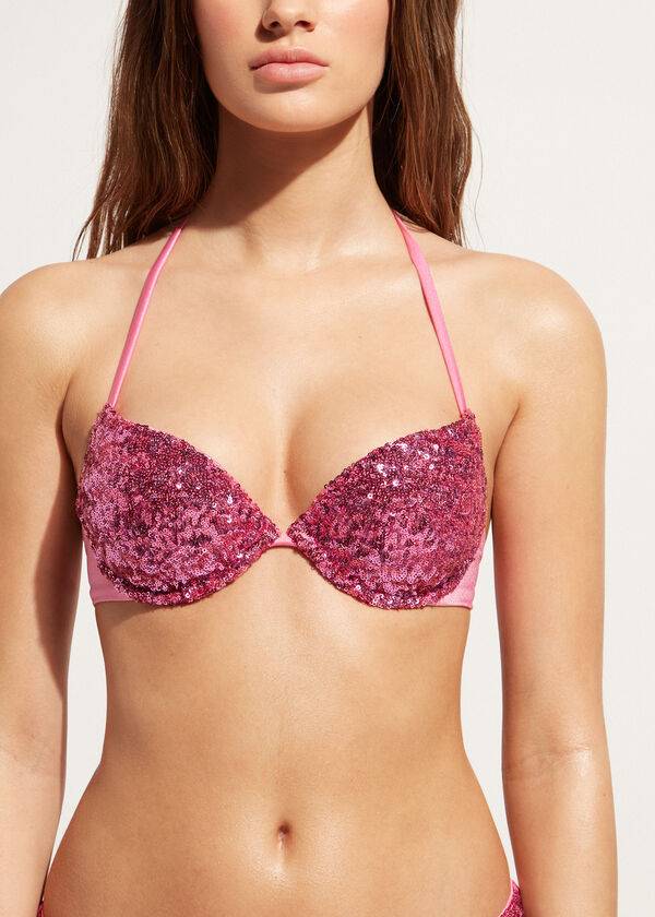 Topy Do Bikín Calzedonia Polstrované Push-Up Cannes rosa Damske Ruzove | SK1844QZ