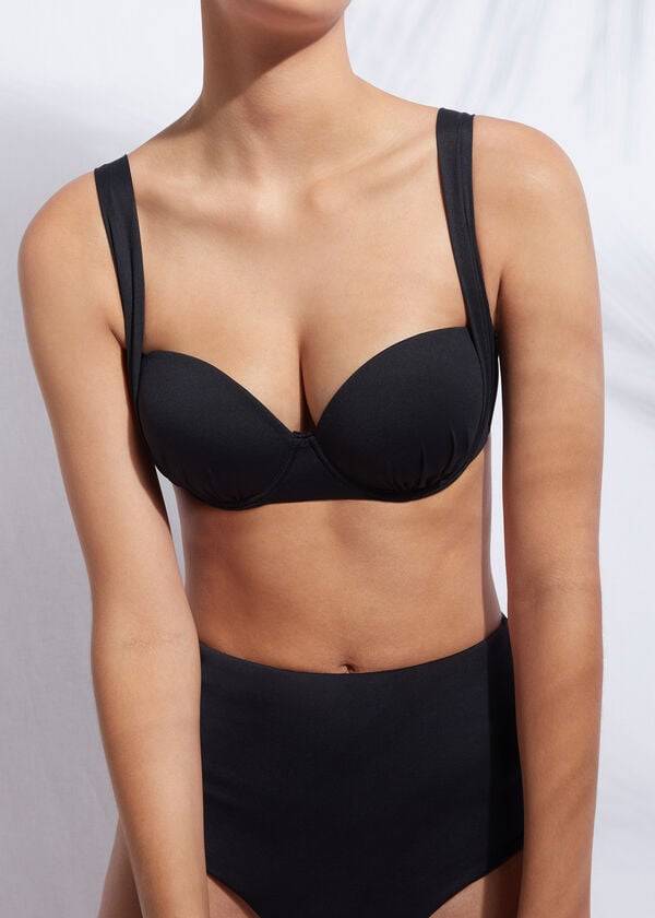 Topy Do Bikín Calzedonia Push-Up Bandeau Indonesia Damske Čierne | SK1954UT