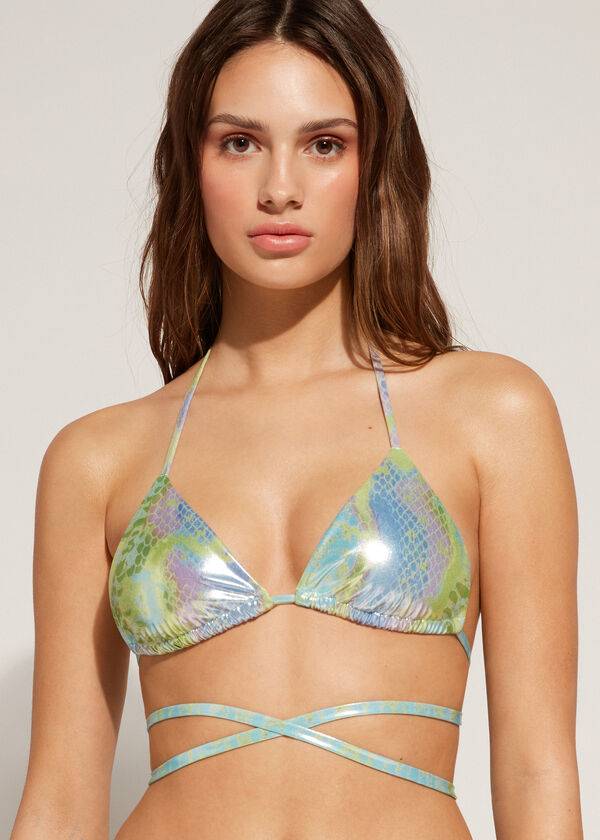 Topy Do Bikín Calzedonia Snake-Pattern Triangle String Las Palmas Damske Zelene | SK1959SO