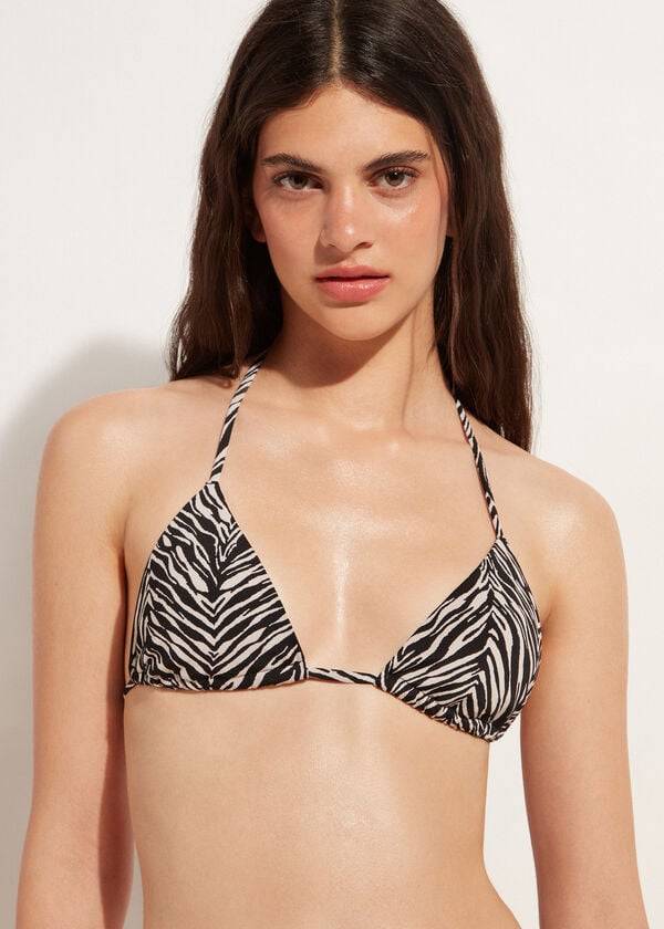 Topy Do Bikín Calzedonia Triangle String Zebra Nairobi Damske Čierne | SK2065FM